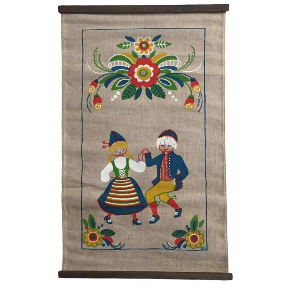 Pennsylvania Dutch Folk Art Linen Wall Han…